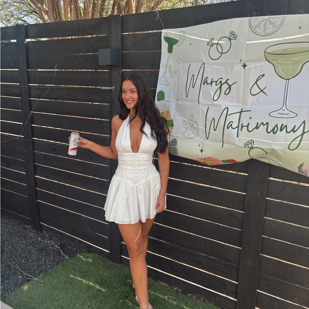 White Halter Corset Mini Dress